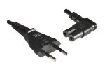 Voedingskabel Eurostekker type C naar C7 90° (links, rechts), 0,75mm², VDE, zwart, lengte 3,00m